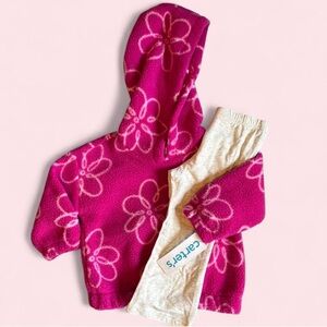 Carter's Hot Pink Floral Hooded Fleece Pullover